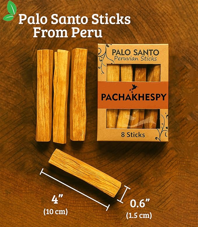 Authentic Premium Palo Santo from Peru 8 Pack of Natural Holy Wood Hand Harvested Smudging Sticks for Home Fragrance Energy Cleansing Meditation Spiritual Rituals Anti Stress Wellness Incense