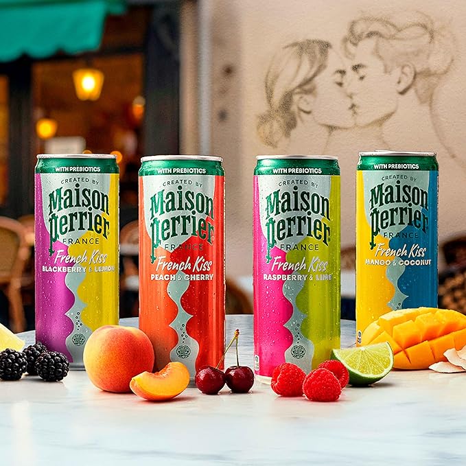 Maison Perrier French Kiss Sweetened Sparkling Juice Beverage, Peach & Cherry Flavors With Real Fruit Juices, 24Pk - Bloomnest
