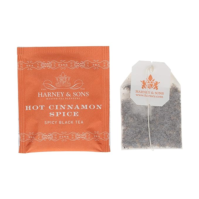 Harney and Sons Hot Cinnamon Spice, a Spicy Black Tea with Cinnamon, Orange Flavors & Sweet Clove - 50 Teabags - Bloomnest