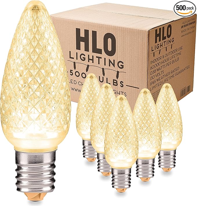 HLO Lighting Set of 500 Sun Warm White C9 Faceted LED Christmas Light Bulbs for Indoor & Outdoor Use | Durable Replacement Bulb - Bloomnest