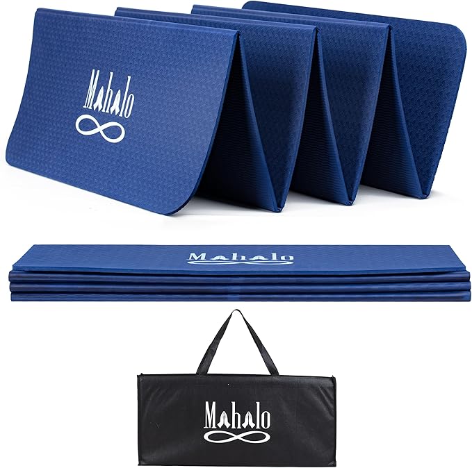 Foldable Yoga Mat + Carry Bag, 6mm 7-fold Workout Mat, Easy to Store, Anti-Slip Folding Exercise Mat for Yoga, Pilates, Home Workouts, and Floor Exercises - Bloomnest