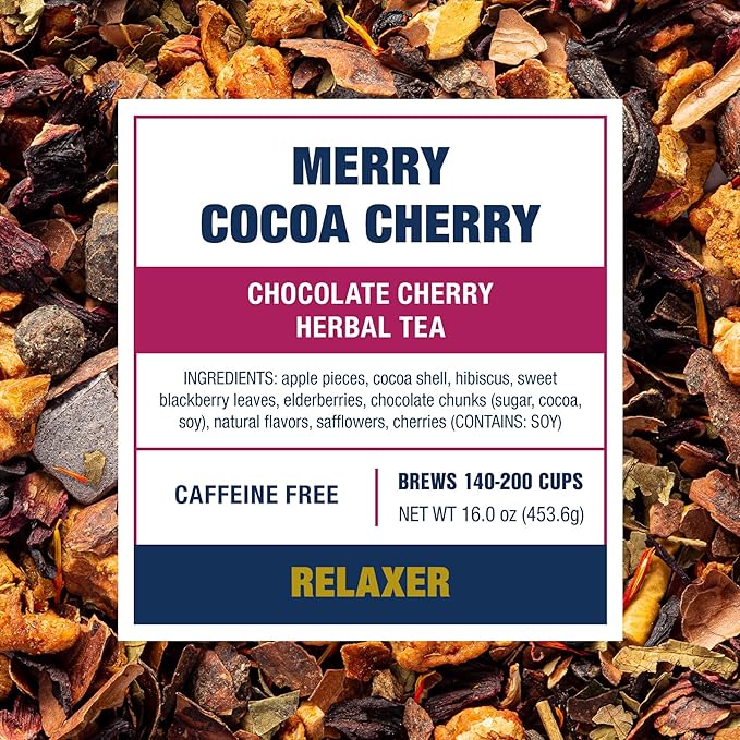 Tiesta Tea - Merry Cocoa Cherry Loose Leaf Tea, Chocolate Cherry Herbal Blend, Non-Caffeinated, Hot or Iced, Makes up to 200 Cups in Resealable Bulk Pouch, 16 Ounce - Bloomnest