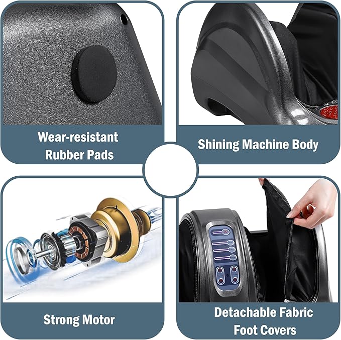 H&B Luxuries Shiatsu Foot Massager Machine with Remote Controller, Kneading and Rolling Home Massagers for Feet, Ankle, Calf, Leg, Ideal for Men, Women, Father, Mom Parents and The Elderly, Gray