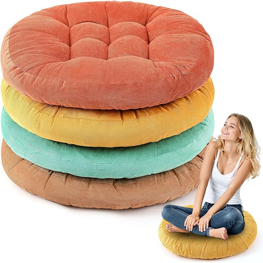 Jerify Floor Pillow Cushions 22 x 22 Inch Round Square Large Meditation Floor Pillow for Classroom Adult Meditation Picnic Party Cushion for Seating Gift Christmas(Round,Yellow Green,4 Pcs) - Bloomnest