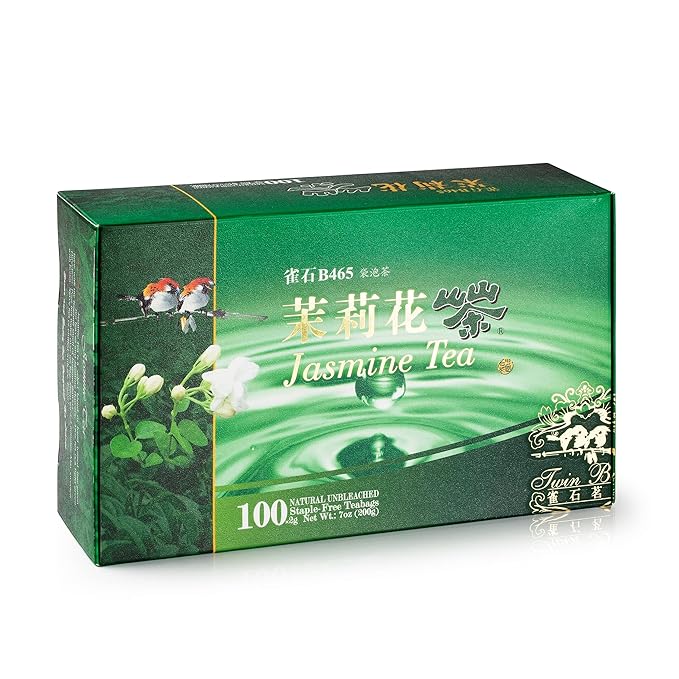 Wing Hop Fung Jasmine Green Tea Fresh Sealed Premium Natural Leaves Individually Wrapped 100 Tea Bags Perfect for Hot or Iced Tea - Bloomnest