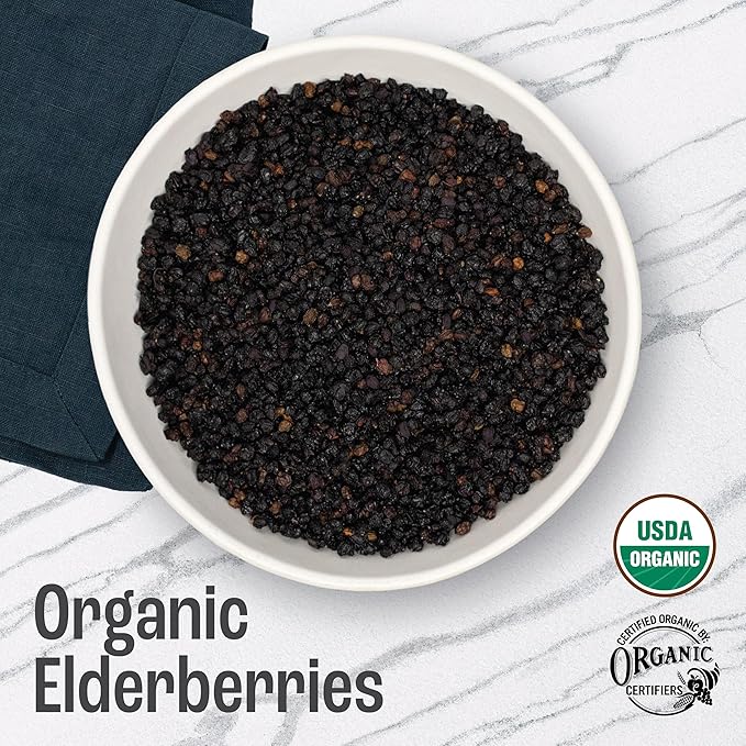 J MAC BOTANICALS Certified USDA - 100% Organic Dried Elderberries - 2lb Bulk - Non-Irradiated, Non-GMO, Whole Black Elderberry Immune Support - Raw Vegan Sambucus 2 Pack - Bloomnest