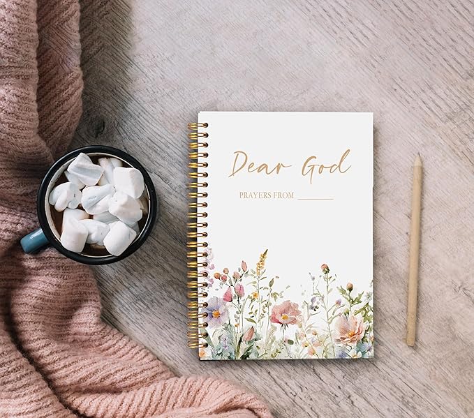 Floral Christian Notebook Journal - Dear God Prayer Journal,Christian Gifts for Women, Bible Journal Notebooks for Note Taking, Bible Journaling Notebook, Spiral Notebook 5.5x8.3 - Bloomnest