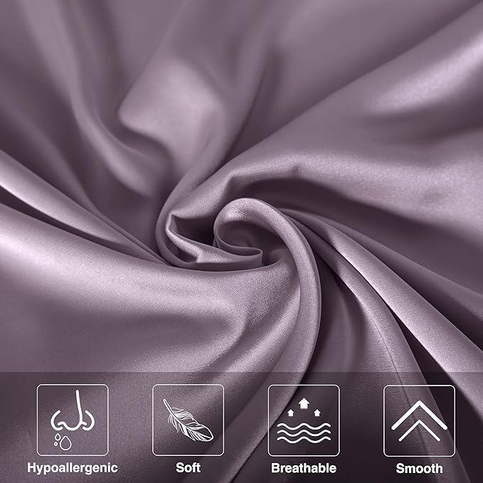 Mulberry Silk Pillowcase for Hair and Skin,Cooling Silk Pillow Case with Hidden Zipper,Allergen Proof Dual Sides Soft Breathable Smooth Silk Pillow Cover for Women (Pink Purple,Body) - Bloomnest