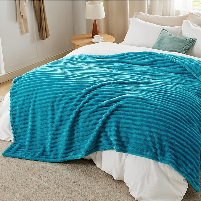 Bedsure GentleSoft Teal Fleece Blanket for Couch - Cozy Soft Blankets for Women, Cute Small Throws for Girls, 108x90 Inches - Bloomnest