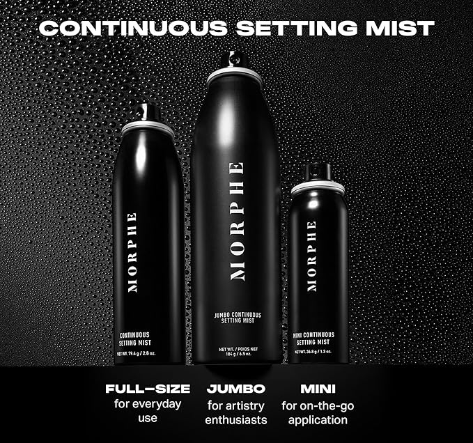 Morphe Continuous Setting Mist - Micro-Fine Makeup Setting Spray with a Natural Radiant Finish - Helps Makeup Resist Caking or Fading & Increases Wear of Foundation (2 Count, 2.8 fl oz) - Bloomnest