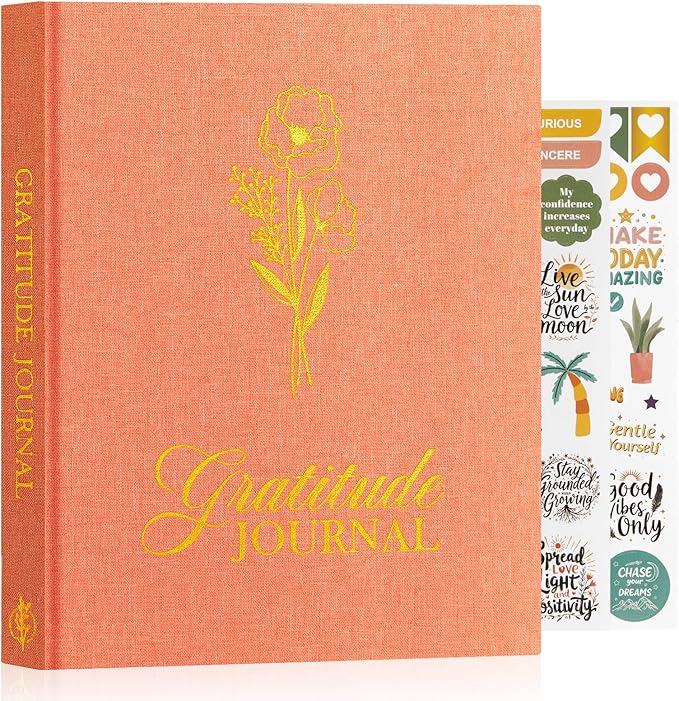 Lanpn Daily Gratitude Journal for Woman Men, 4 Month Mindfulness & Affirmation Planner, 7.8"x9.2" The 5 Minute Grateful Diary, Guided Reflection with Positivity Prompts Undated Notebook, Brick Red - Bloomnest