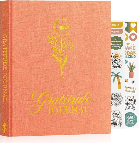 Lanpn Daily Gratitude Journal for Woman Men, 4 Month Mindfulness & Affirmation Planner, 7.8"x9.2" The 5 Minute Grateful Diary, Guided Reflection with Positivity Prompts Undated Notebook, Brick Red - Bloomnest