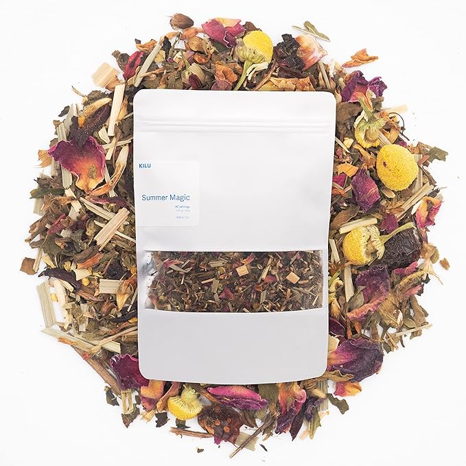 Kilu Summer Magic Herbal Tea - 100% Organic - Caffeine-free - Loose Leaf - 40 Servings - Bloomnest