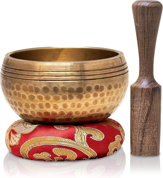 Tibetan Singing Bowls Set~ Meditation Sound Bowl hand Hammered in Nepal For Yoga, Meditation, Mindfulness, Healing & Chakra balancing~ (3 inch) - Bloomnest