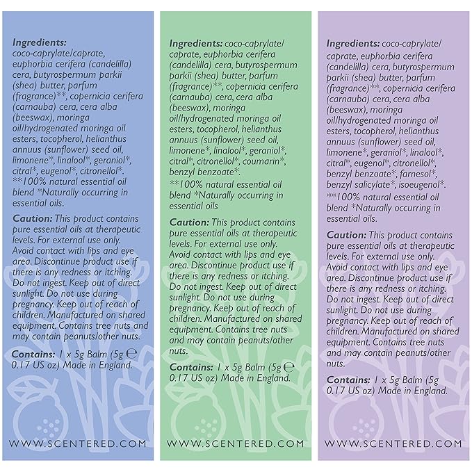 Scentered Aromatherapy Balm Gift Set - Calm & Confident - Pack of 3 Balms: Sleep Well, De-Stress, Focus - Rosemary, Cedarwood, Lavender Essential Oils - Aromatherapy Gifts for Women - Bloomnest