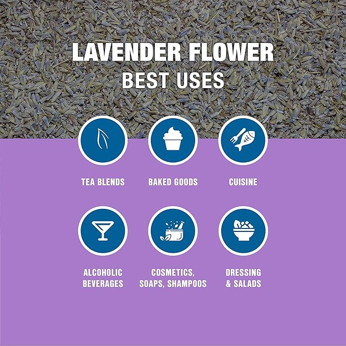 Tiesta Tea - Dried Organic Lavender Flower, Loose Leaf, Premium Non-Caffeinated Blend, Make Hot or Iced, Raw Edible Lavender Buds, Rich Flavors, 8oz Resealable Bulk Pouch - Bloomnest