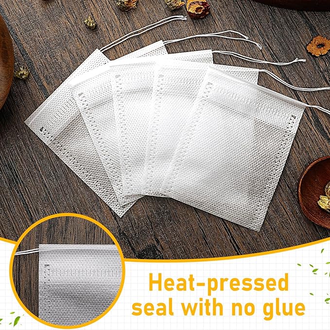 1000 Pcs Disposable Tea Bags Bulk for Loose Leaf Tea Drawstring Empty Coffee Sachets Filter Infuser Strainers for Coffee Spice Herbs(2 x 2.76 inches) - Bloomnest