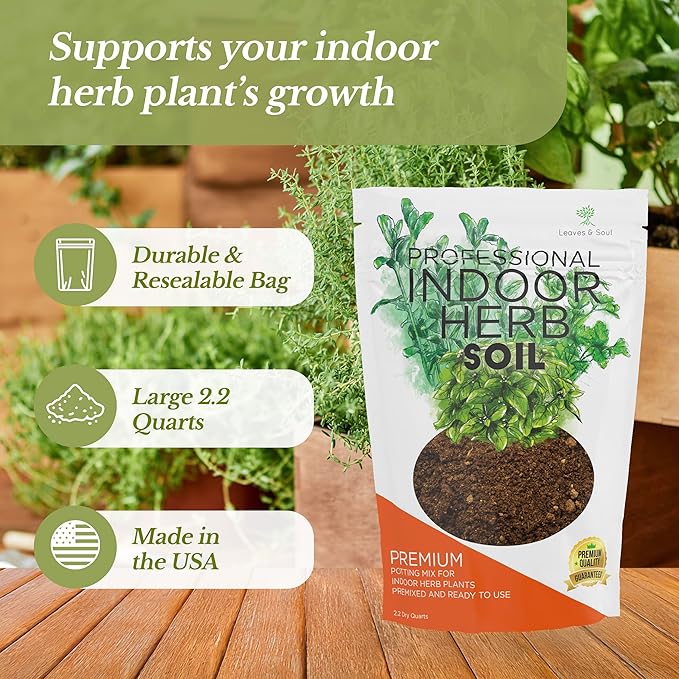 Professional Indoor Herb Plant Soil | Large 2.2 Quarts Ready to Use for Kitchen, Gardens, Cooking Herbs | Peat Moss, Coco Coir, Perlite, Dolomite | Made in USA - Bloomnest