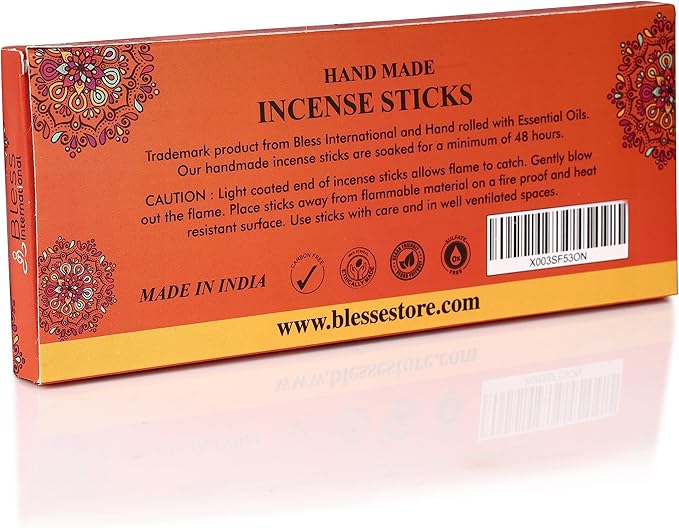Bless-Musk 100%-Natural-Handmade-Hand-Dipped-Incense-Sticks Organic-Chemicals-Charcoal-Free Purification-Relaxation-Positivity-Yoga-Meditation Best-Woods-Scent (100 Sticks(5.25 OZ)) BlessInternational