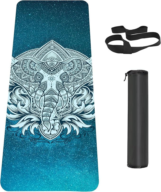 Non Slip Yoga Mat TPE Workout Mat for Men Women, Thick Workout Mat with Carrying Strap, Fitness Mats for Exercise, Yoga, Fitness, Pilates, Floor Workouts (72" x 24" x 6mm) - Bloomnest