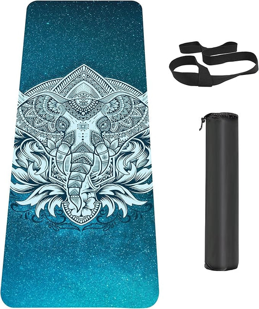 Non Slip Yoga Mat TPE Workout Mat for Men Women, Thick Workout Mat with Carrying Strap, Fitness Mats for Exercise, Yoga, Fitness, Pilates, Floor Workouts (72" x 24" x 6mm) - Bloomnest