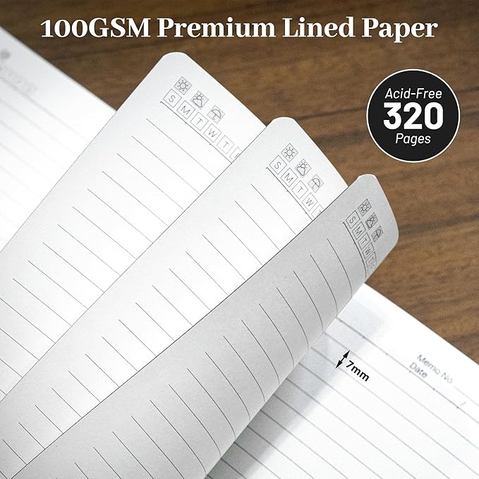 CAGIE Leather Lined Journal Notebook for Men & Women, Debossed Cross, 320 Pages 100 GSM Thick Paper, A5 Hardcover Journaling Notebooks for Writing, 5.7'' X 8.3'' Diary, Grey - Bloomnest