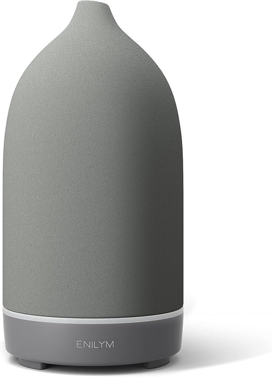 Aromatherapy Essential Oil Diffuser,9 Colors Mood Light,4 Timer Stone Diffuser Living Room(Grey) - Bloomnest