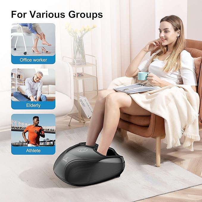 Shiatsu Foot Massager with Heat,Compression Kneading Rolling Feet Massager for Plantar Fasciitis,Neuropathy Massage for Foot Pain Relax at Home,Office, Gifts for Dad, Mom, Presents - Bloomnest