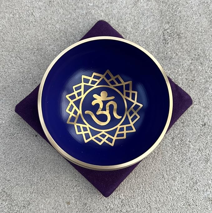 Tibetan Chakra Singing Bowls With Mallet and Cushion (Crown Chakra) - Bloomnest