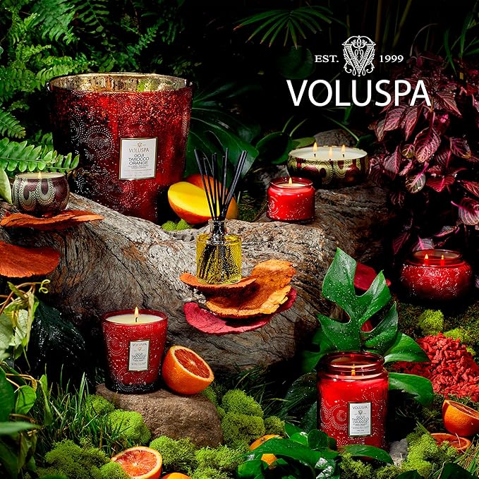 Voluspa Goji Tarocco Orange Scented Reed Diffuser, 3.4 oz, Luxury Citrus Diffuser, Oil Reed Diffusers for Home, Handcrafted in The USA