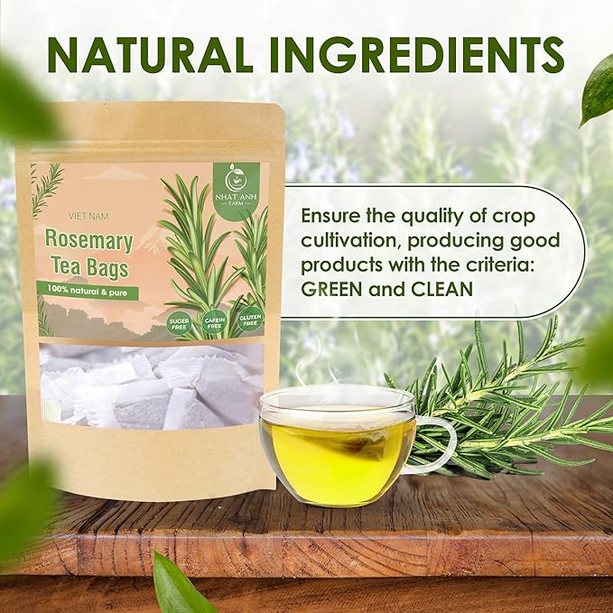 NHAT ANH FARM Premium Rosemary Tea Bags, 40 Count, 100% Natural Dried Rosemary Leaves, Naturally Sweet Herbal Tea, Sugar-Free, Caffeine-Free, No Additives - Bloomnest