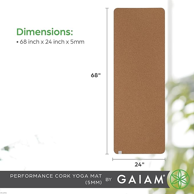 Gaiam Yoga Mat - Premium 5mm Solid Thick Non Slip Exercise & Fitness Mat for All Types of Yoga, Pilates & Floor Workouts (68" x 24" x 5mm) - Bloomnest