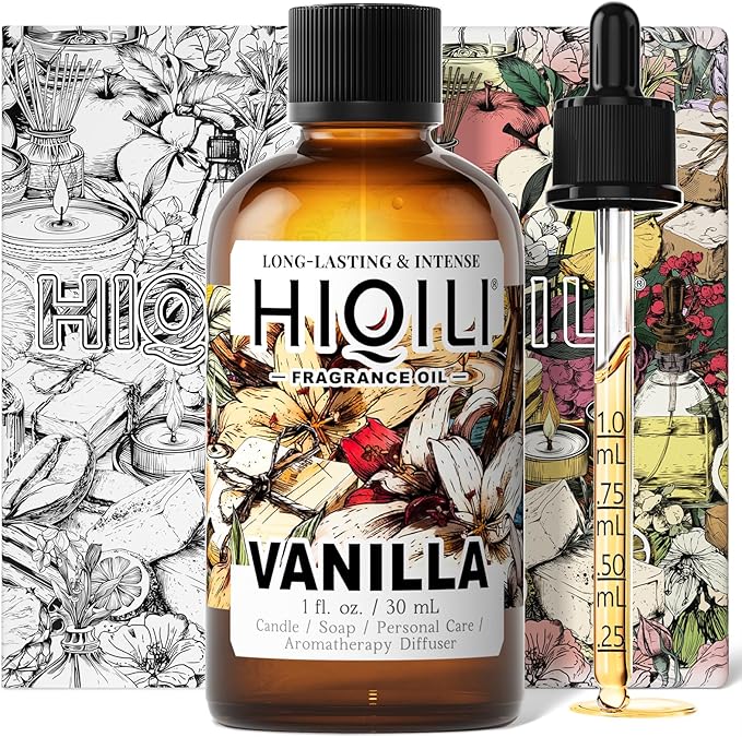 HIQILI Vanilla Fragrance Oil for Body Spray, Diffuser Use, Essential Oil for Candle, Soap, and Women Perfume Making - 1 Fl Oz HIQILI