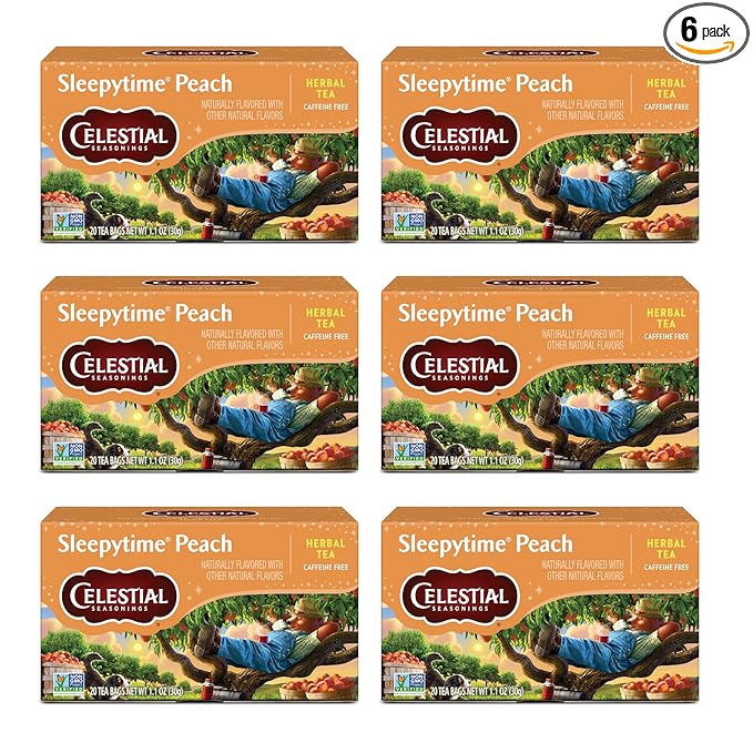 Celestial Seasonings Sleepytime Herbal Tea, Peach, Caffeine Free Sleep Tea, 20 Tea Bags Per Box (Pack of 6) - Bloomnest