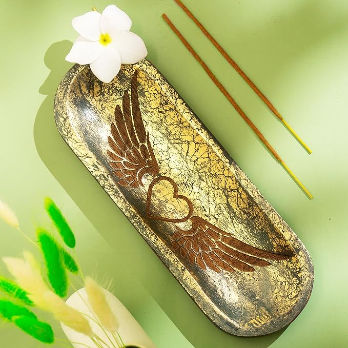 raajsee Incense Holder Hand Carved-Incense Burner Holder –Ash Catcher - Incense Stick Holder - Meditation & Yoga - Great Gift for Any Occasion Size 11x4 inch - Bloomnest