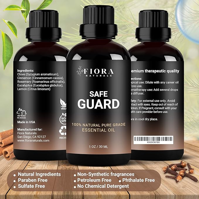 Immunity Essential Oil Blend for Health Shield Aromatherapy with Clove Cinnamon Lemon Rosemary & Eucalyptus Oil - Thieves and Robbers Safeguard Oil - Immune Support Blend - Diffuse or Apply - Bloomnest