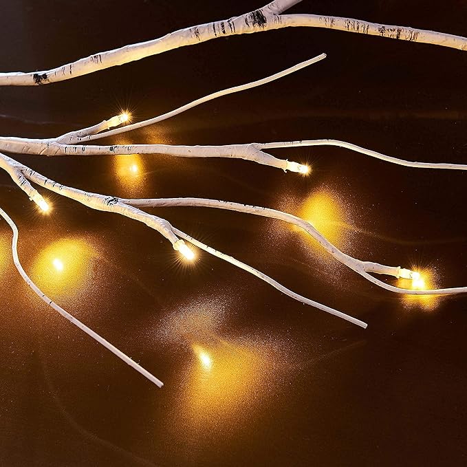 Birchlitland Birch Garland Lights 6FT 48 LED Battery Operated - Lighted Twig Vine with Timer for Christmas Fireplace Decoration Indoor Outdoor Use - Bloomnest