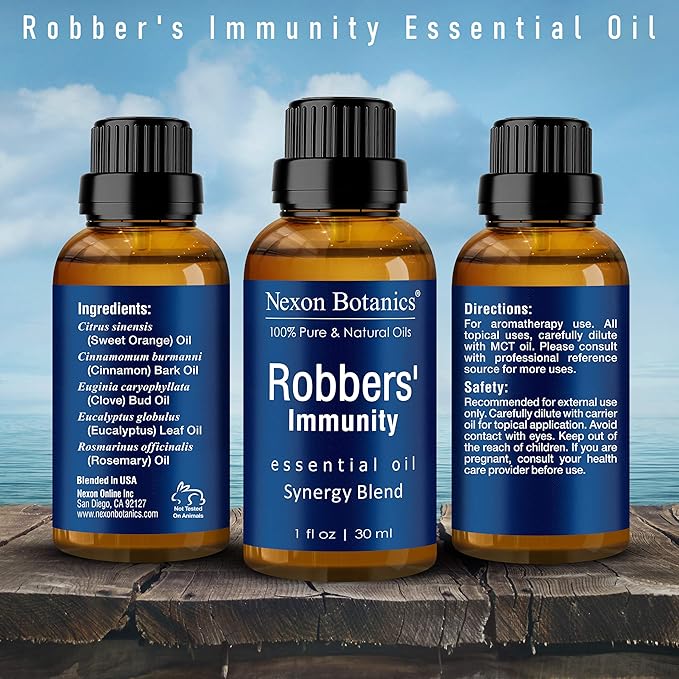 Robbers' Immunity Essential Oil Blend 30 ml - Immune Boost Aromatherapy for Diffusers - Natural Shield Against Impurities - Nexon Botanics - Bloomnest