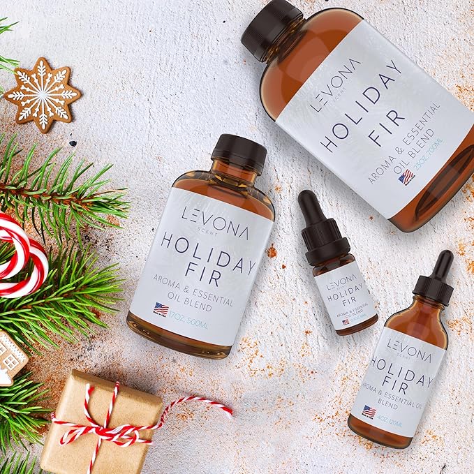 Levona Scent Christmas Essential Oils for Diffuser: Holiday Fir Essential Oil for Diffusers for Home - Essential Oils with Notes of Sandalwood & Amber Oil - Winter Fir and Balsam Fragrance - 700Ml LEVONASCENT