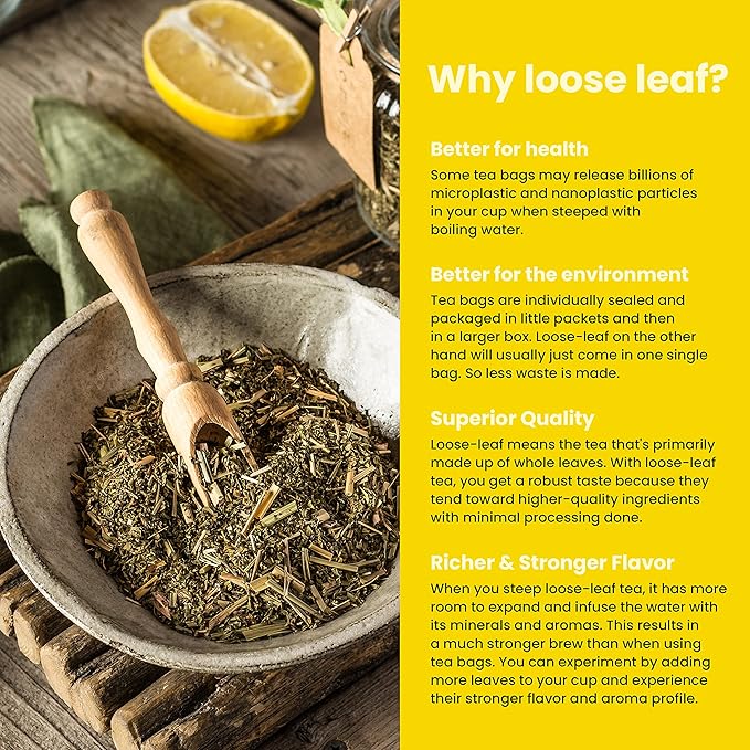 Gardenika Lemon Spearmint Organic Loose Leaf Tea, Herbal and Caffeine-Free Natural Blend – KSA Kosher, No Natural or Artificial Flavors – 4 oz (1 Pack) - Bloomnest