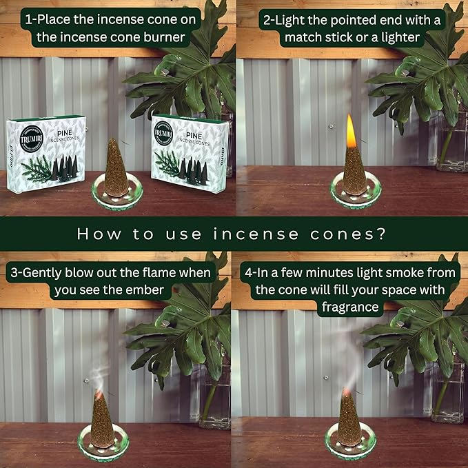 Pine Incense Cones - Dual Pack of 10 - Scented Cone Incense TRUMIRI