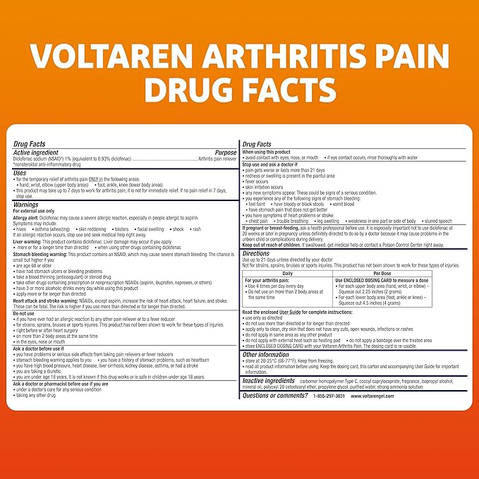 Voltaren Arthritis Pain Gel for Powerful Topical Arthritis Pain Relief with Diclofenac - NEW Easy Open Cap - 100 g x 2 - Bloomnest