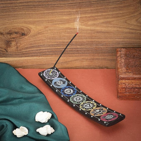 Ajuny Soapstone Incense Holder for Sticks Incense Cone Burner with Ash Catcher 7 Chakra Tray Strip Heat Resistant Yoga Meditation Spiritual Home Office Spa Hotel Fragrance Gift (Black,10 x 2 Inch) - Bloomnest
