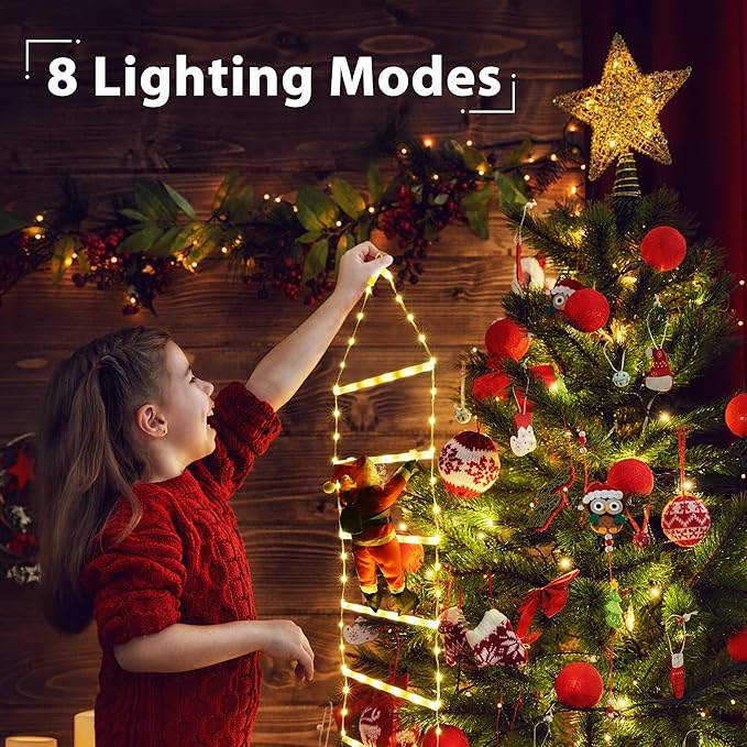 Toodour LED Christmas Light - 2.5FT Christmas Decorative Ladder Lights with Santa Claus, Xmas Decorations Light for Indoor Outdoor, Window, Garden, Home, Wall, Xmas Tree Decor - Warm White - Bloomnest
