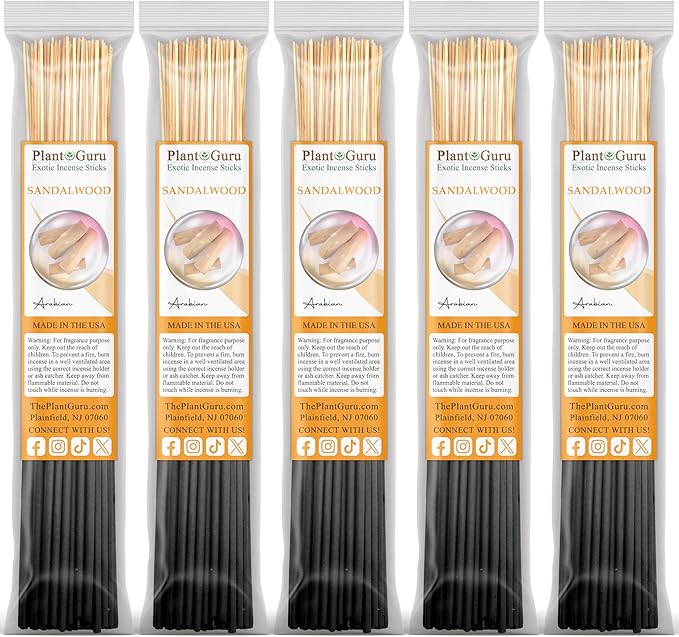 Sandalwood Incense Sticks 500 Pack 11" Bulk Wholesale - Smooth and Clean Long Burn Time, 45 to 60 Minutes. PlantGuru