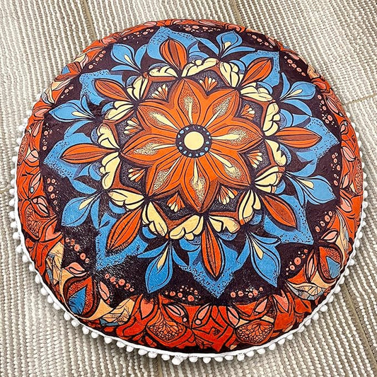 32 in Meditation Floor Cushion, Round Large Floor Pillow for Adult, Yoga Pillows for Sitting On Floor, Boho, Memory Foam Filling - Bloomnest