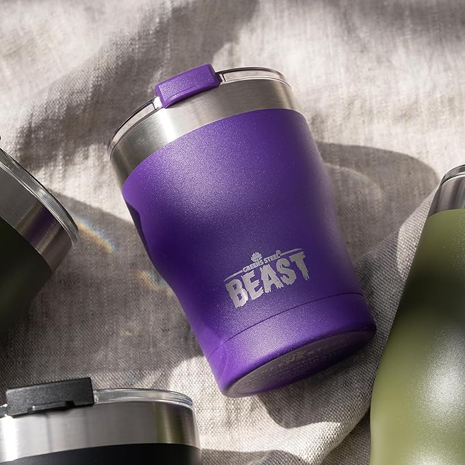 Beast 10 oz Tumbler Stainless Steel Vacuum Insulated Coffee Ice Cup Double Wall Travel Flask (Purple) - Bloomnest