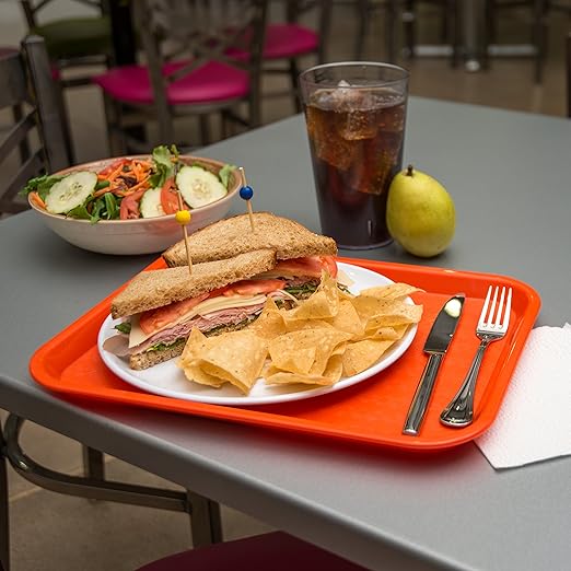 Carlisle FoodService Products CT101424 Cafe Standard Plastic Cafeteria/Fast Food Tray, NSF Certified, BPA Free, 14" Length x 10" Width, Orange (Pack of 24) - Bloomnest