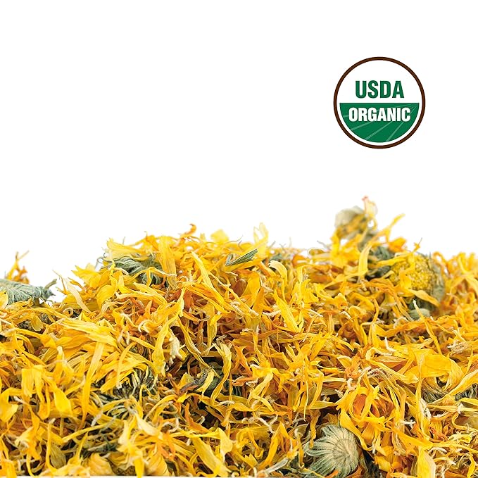 Calendula Tea 1LB (16Oz) 100% CERTIFIED Organic Whole Flower Herbal Tea (Calendula Officinalis), Caffeine Free in 1 lbs. Bulk Resealable BPA-free Bags from U.S. Wellness - Bloomnest