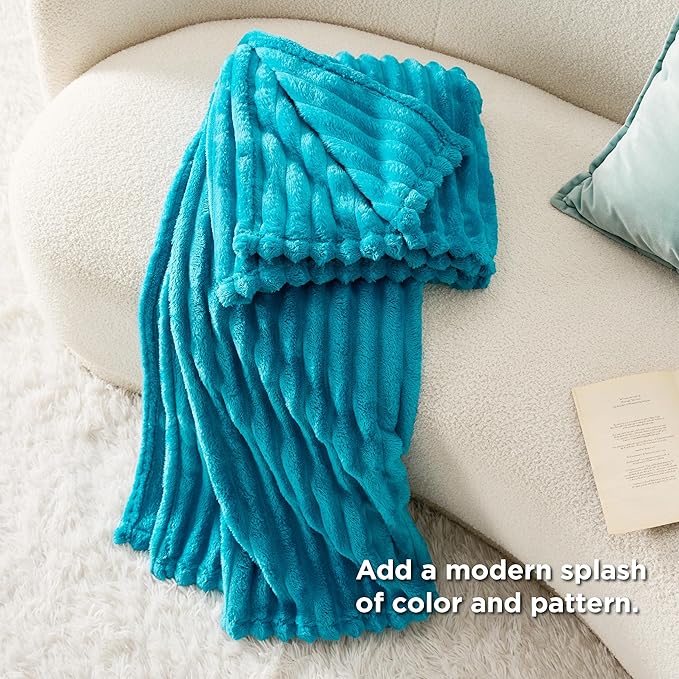 Bedsure GentleSoft Teal Fleece Blanket for Couch - Cozy Soft Blankets for Women, Cute Small Throws for Girls, 50x70 Inches - Bloomnest
